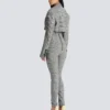 Cropped jacket in Prince of Wales jacquard Cropped jacket in Prince of Wales jacquard