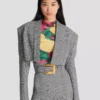 Cropped jacket in Prince of Wales jacquard Cropped jacket in Prince of Wales jacquard