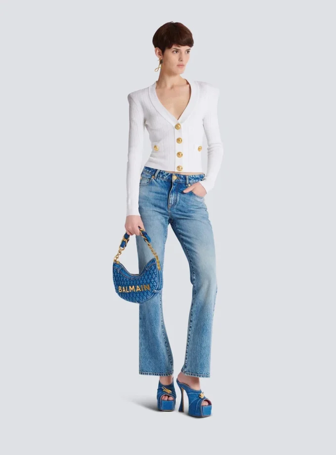 Cropped knit cardigan