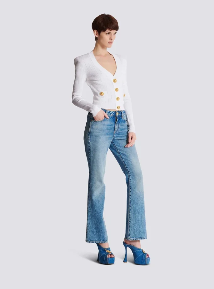 Cropped knit cardigan
