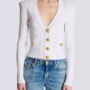 Cropped knit cardigan