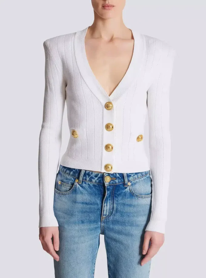 Cropped knit cardigan