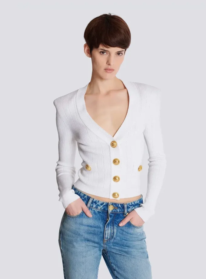 Cropped knit cardigan