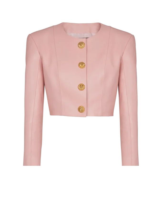 Cropped lambskin jacket