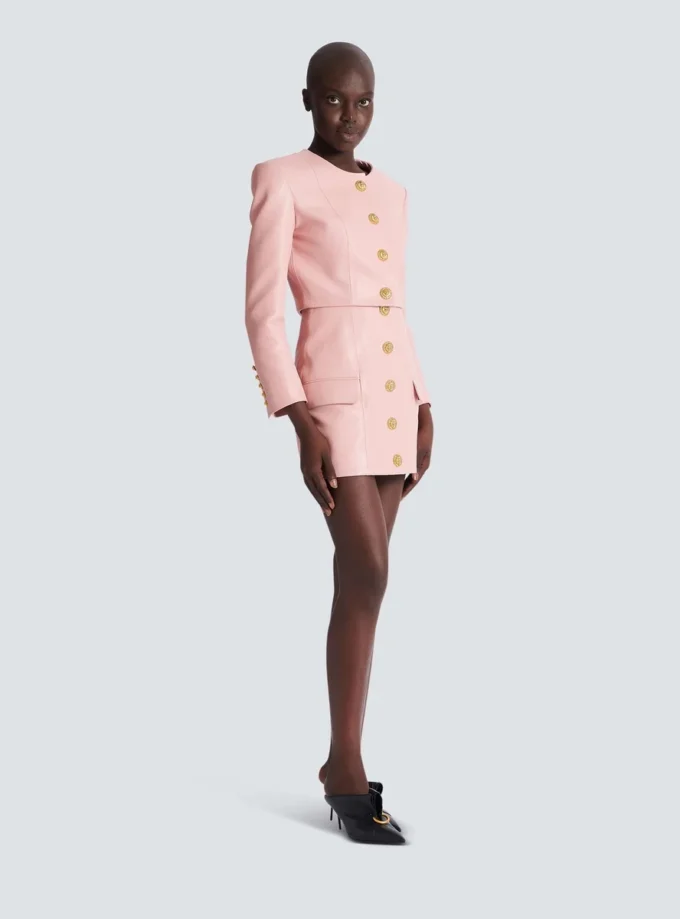 Cropped lambskin jacket