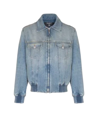 Cropped lined denim jacket