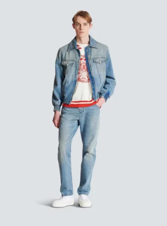 Cropped lined denim jacket