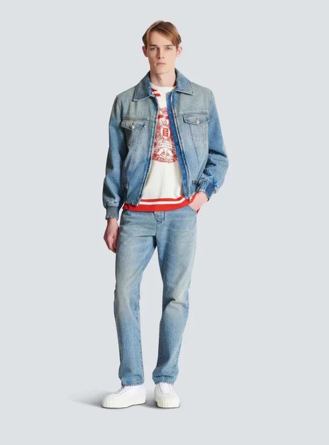 Cropped lined denim jacket Cropped lined denim jacket