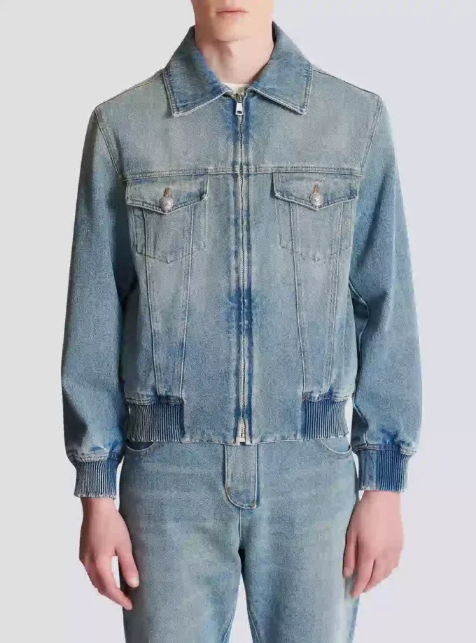 Cropped lined denim jacket Cropped lined denim jacket