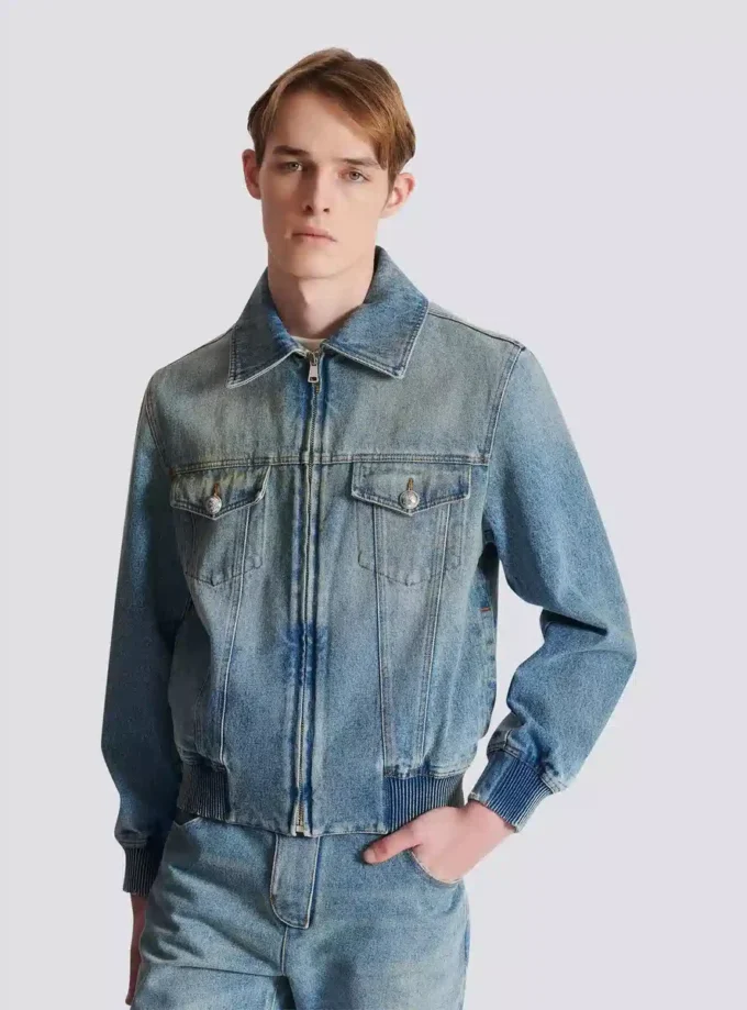Cropped lined denim jacket Cropped lined denim jacket