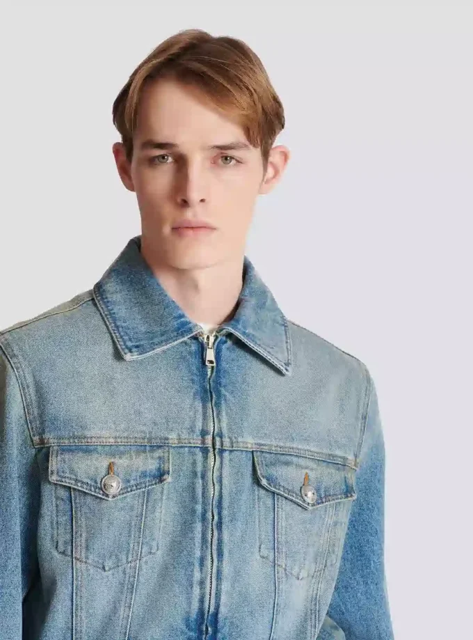 Cropped lined denim jacket Cropped lined denim jacket