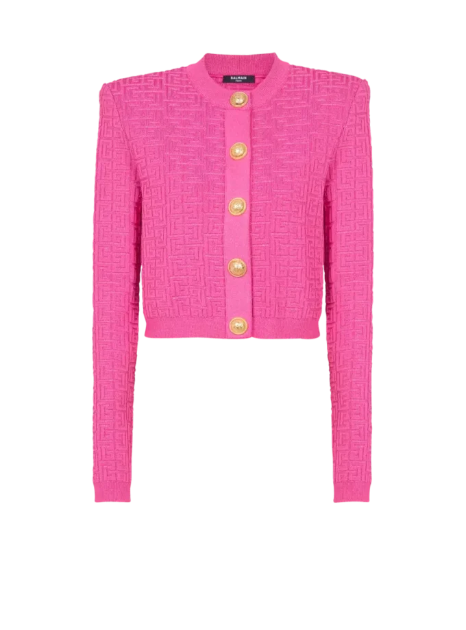 Cropped monogrammed knit cardigan Cropped monogrammed knit cardigan
