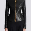 Cropped peplum lambskin jacket Cropped peplum lambskin jacket