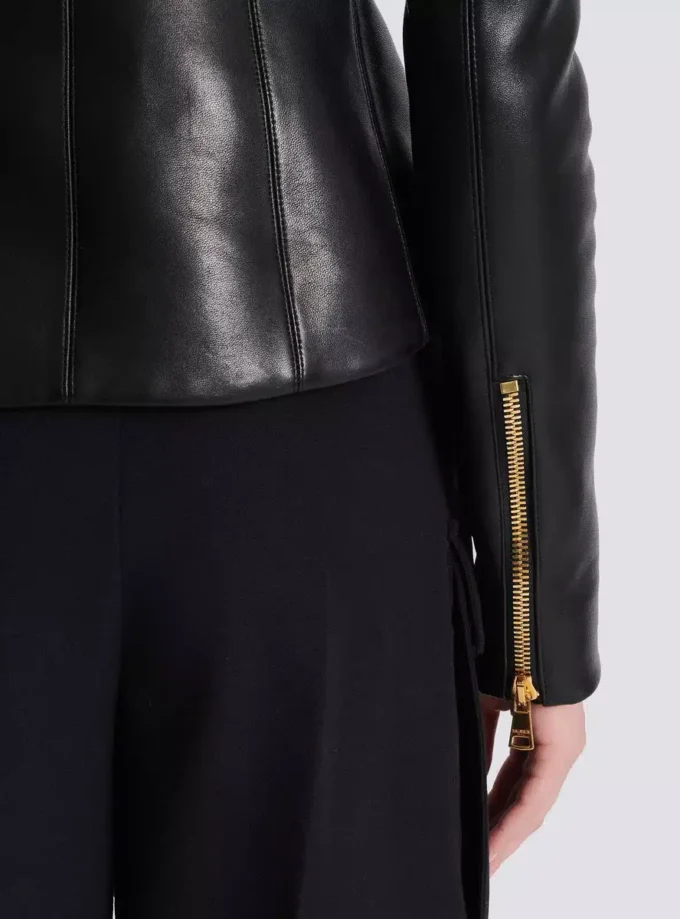Cropped peplum lambskin jacket Cropped peplum lambskin jacket