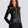 Cropped peplum lambskin jacket Cropped peplum lambskin jacket