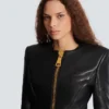 Cropped peplum lambskin jacket Cropped peplum lambskin jacket