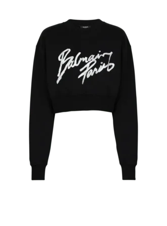 Cropped printed cotton sweatshirt
