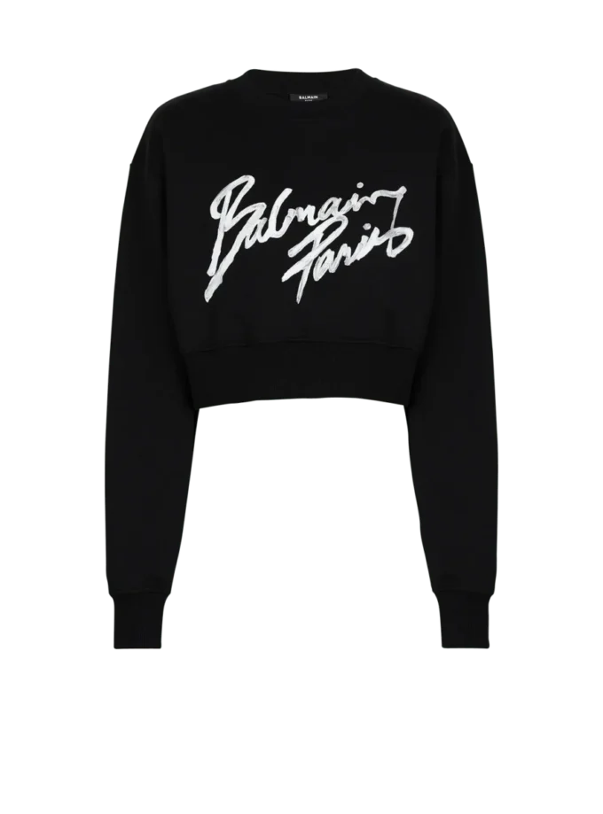 Cropped printed cotton sweatshirt