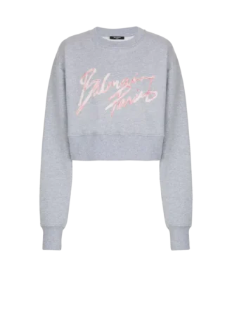 Cropped printed cotton sweatshirt