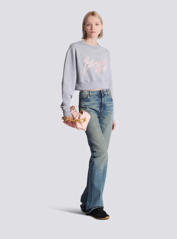 Cropped printed cotton sweatshirt Cropped printed cotton sweatshirt
