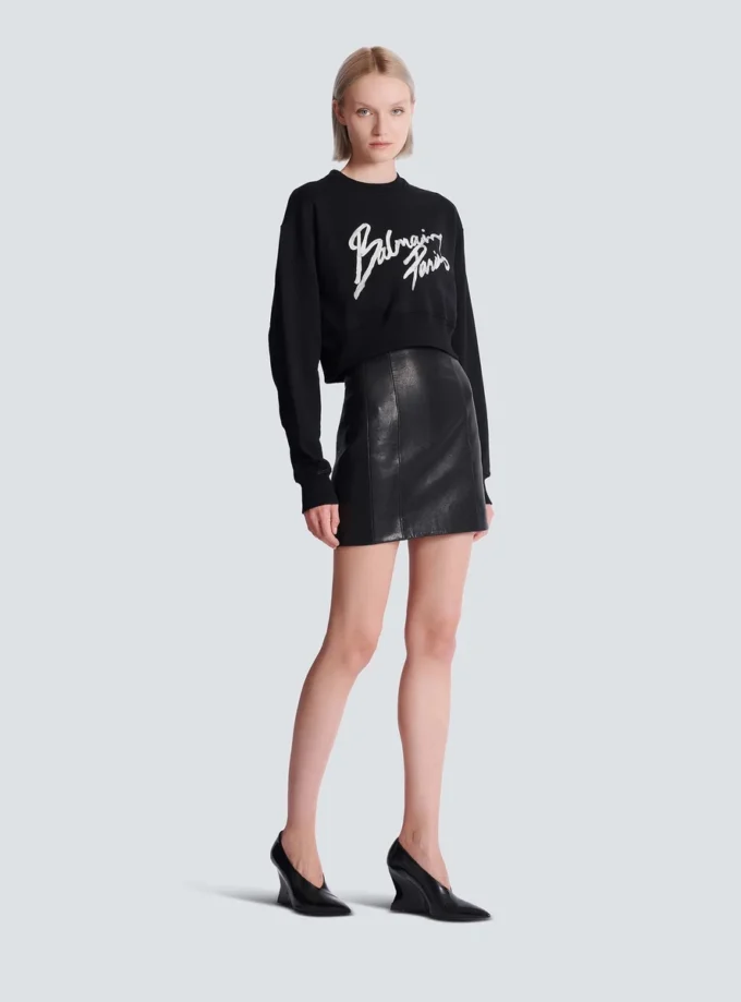 Cropped printed cotton sweatshirt