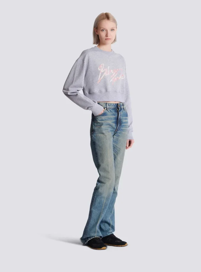 Cropped printed cotton sweatshirt Cropped printed cotton sweatshirt