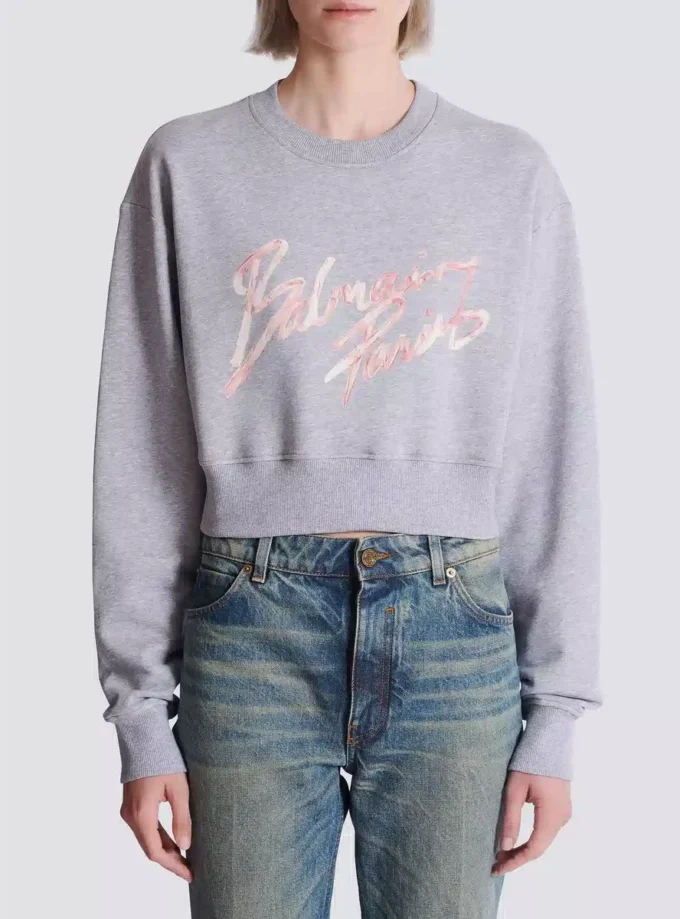 Cropped printed cotton sweatshirt Cropped printed cotton sweatshirt