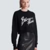 Cropped printed cotton sweatshirt