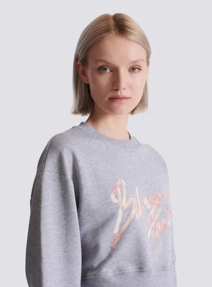 Cropped printed cotton sweatshirt Cropped printed cotton sweatshirt