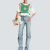 Cropped T-shirt with Balmain Foulard print