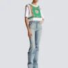 Cropped T-shirt with Balmain Foulard print