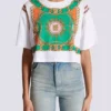 Cropped T-shirt with Balmain Foulard print