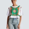 Cropped T-shirt with Balmain Foulard print
