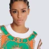 Cropped T-shirt with Balmain Foulard print