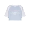 Cropped T-shirt with Balmain Paris print