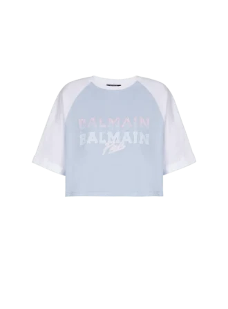 Cropped T-shirt with Balmain Paris print