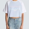 Cropped T-shirt with Balmain Paris print