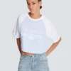 Cropped T-shirt with Balmain Paris print