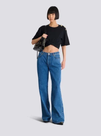 Cropped tie T-shirt