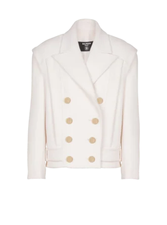 Cropped wool reefer jacket