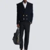 Cropped wool reefer jacket