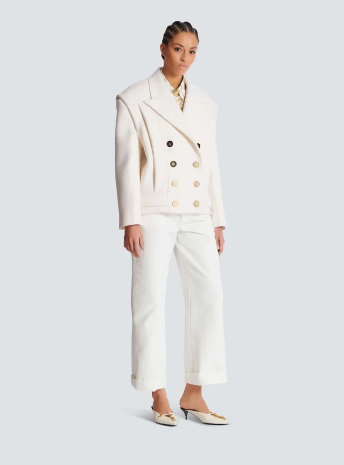 Cropped wool reefer jacket Cropped wool reefer jacket