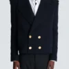 Cropped wool reefer jacket