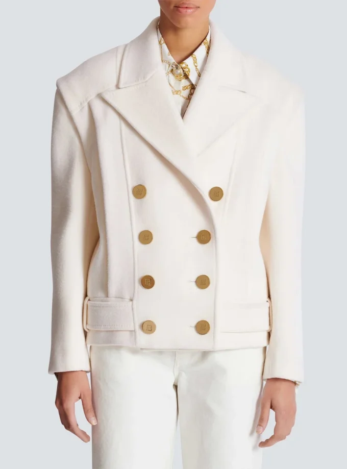 Cropped wool reefer jacket Cropped wool reefer jacket
