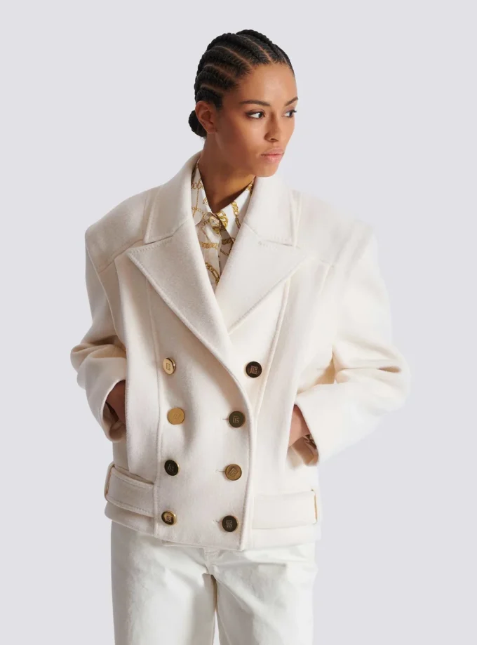 Cropped wool reefer jacket Cropped wool reefer jacket