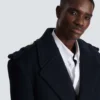 Cropped wool reefer jacket