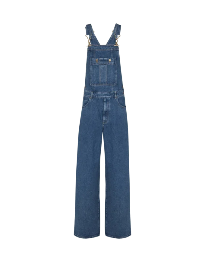 Dark blue denim dungarees
