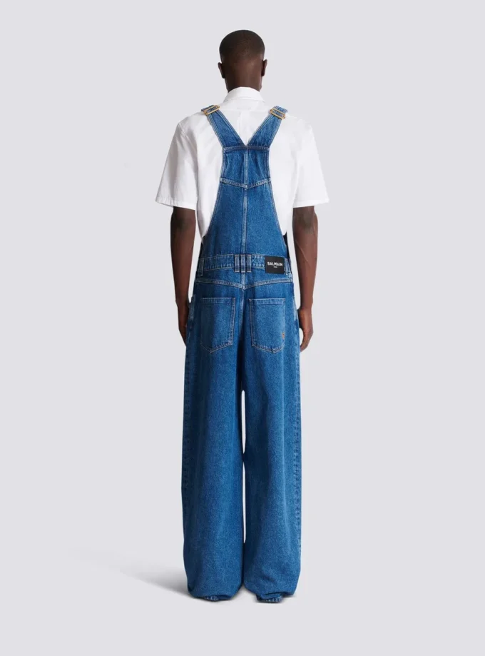 Dark blue denim dungarees