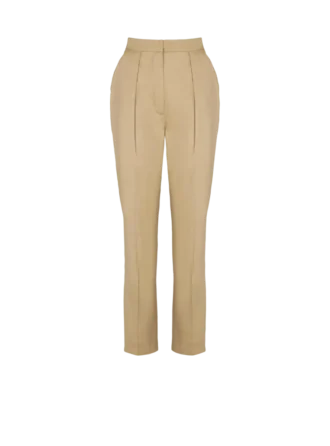 Darted 7/8 trousers in cotton gabardine