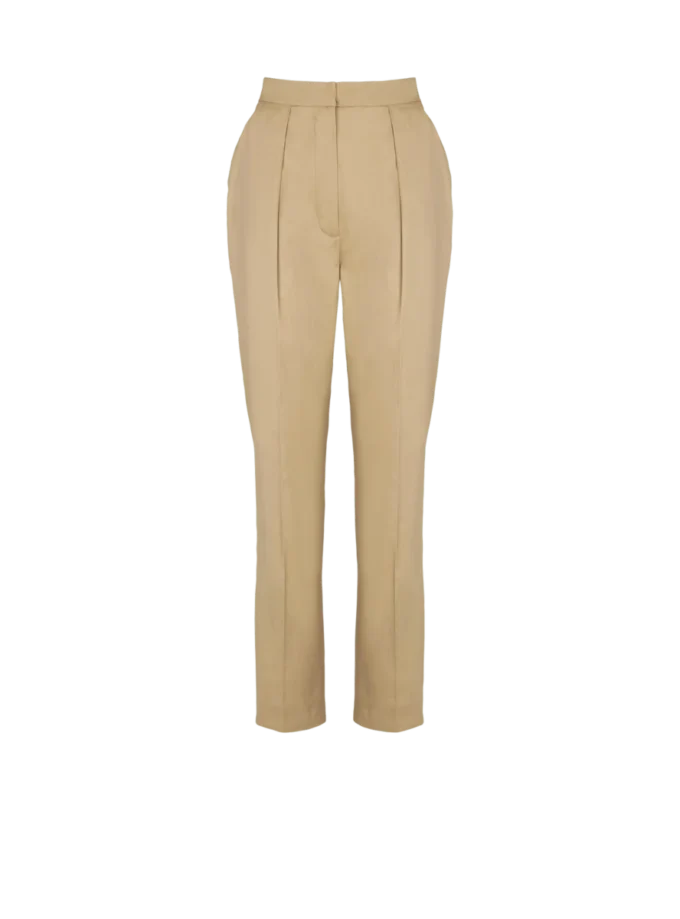 Darted 7/8 trousers in cotton gabardine